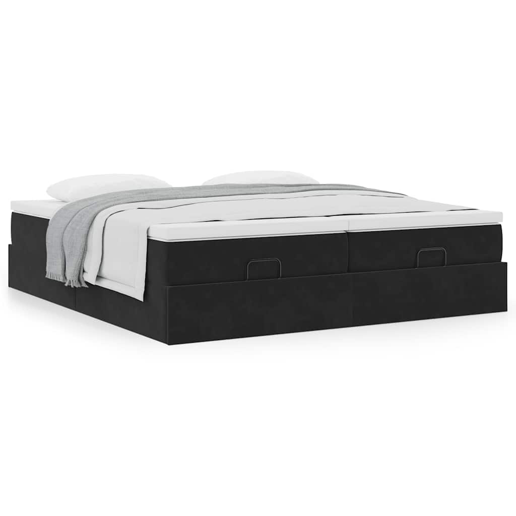 Ottoman bed met matrassen 180x200cm fluweel zwart is nu te koop bij PeponiXL, paradijselijk wonen!