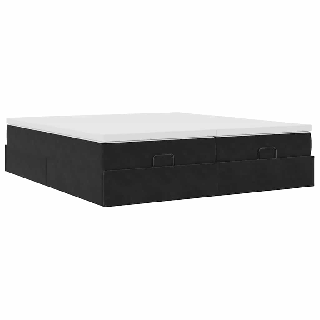 Ottoman bed met matrassen 180x200cm fluweel zwart is nu te koop bij PeponiXL, paradijselijk wonen!