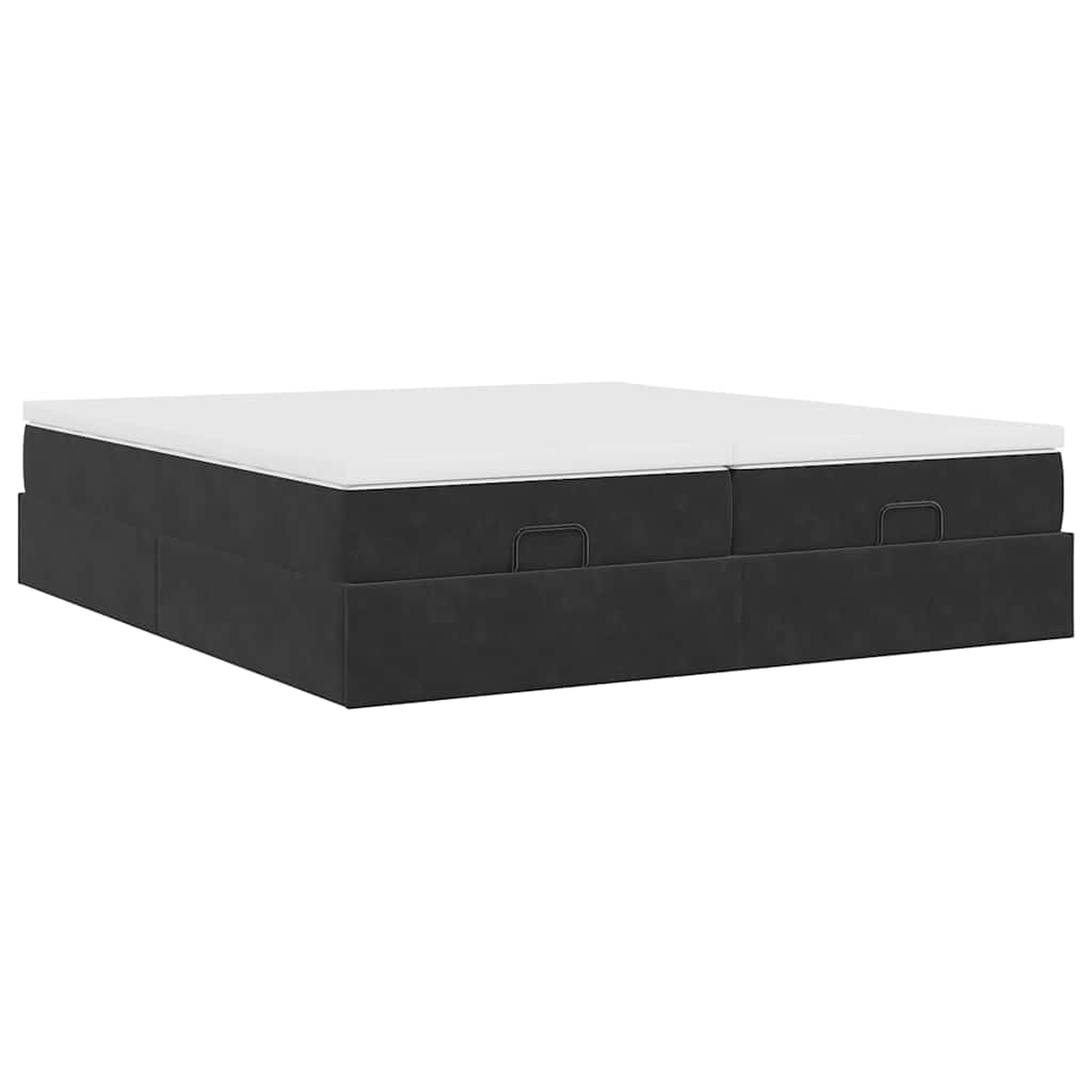 Ottoman bed met matrassen 180x200cm fluweel zwart is nu te koop bij PeponiXL, paradijselijk wonen!