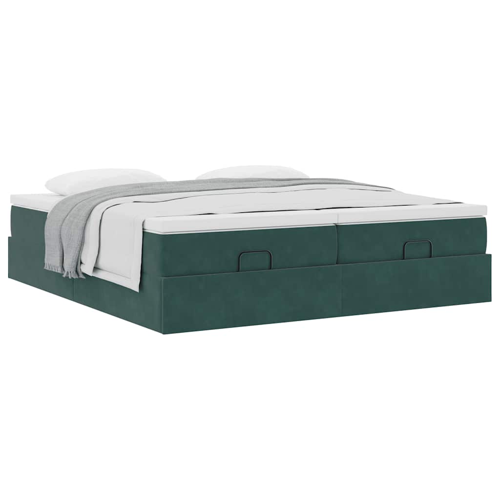 Ottoman bed met matrassen 180x200cm fluweel donkergroen is nu te koop bij PeponiXL, paradijselijk wonen!
