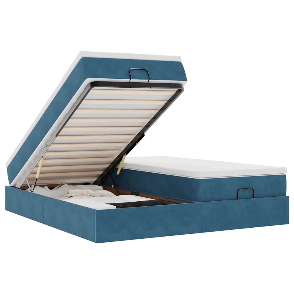 Ottoman bed met matrassen 180x200cm fluweel donkerblauw is nu te koop bij PeponiXL, paradijselijk wonen!