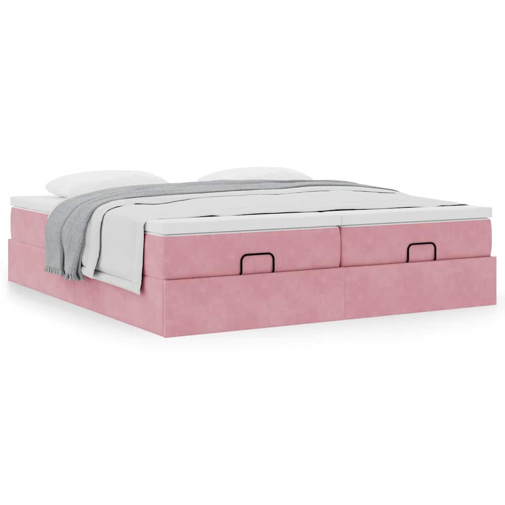 Ottoman bed met matrassen 180x200cm fluweel roze is nu te koop bij PeponiXL, paradijselijk wonen!