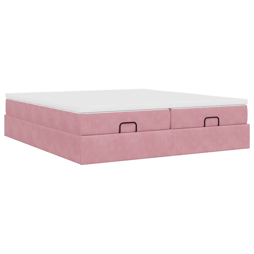 Ottoman bed met matrassen 180x200cm fluweel roze is nu te koop bij PeponiXL, paradijselijk wonen!