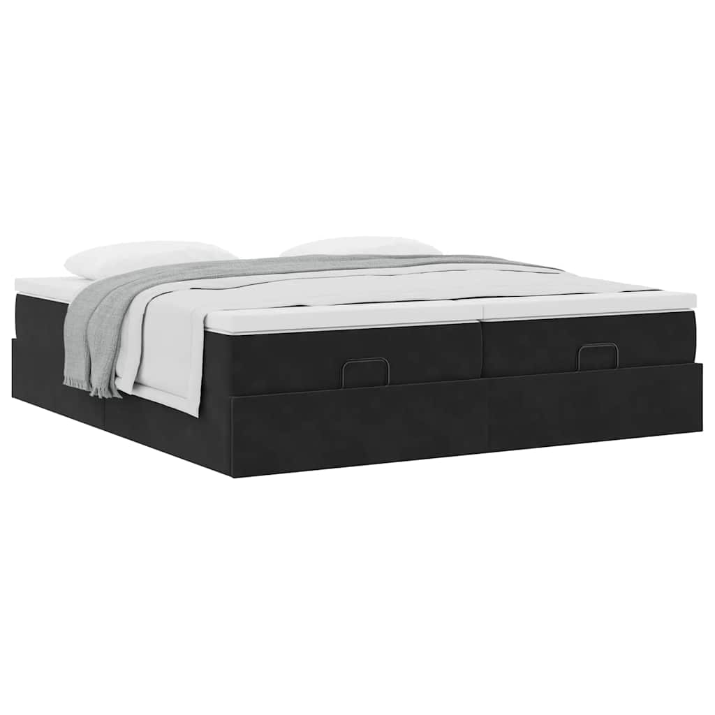 Ottoman bed met matrassen 200x200cm fluweel zwart is nu te koop bij PeponiXL, paradijselijk wonen!