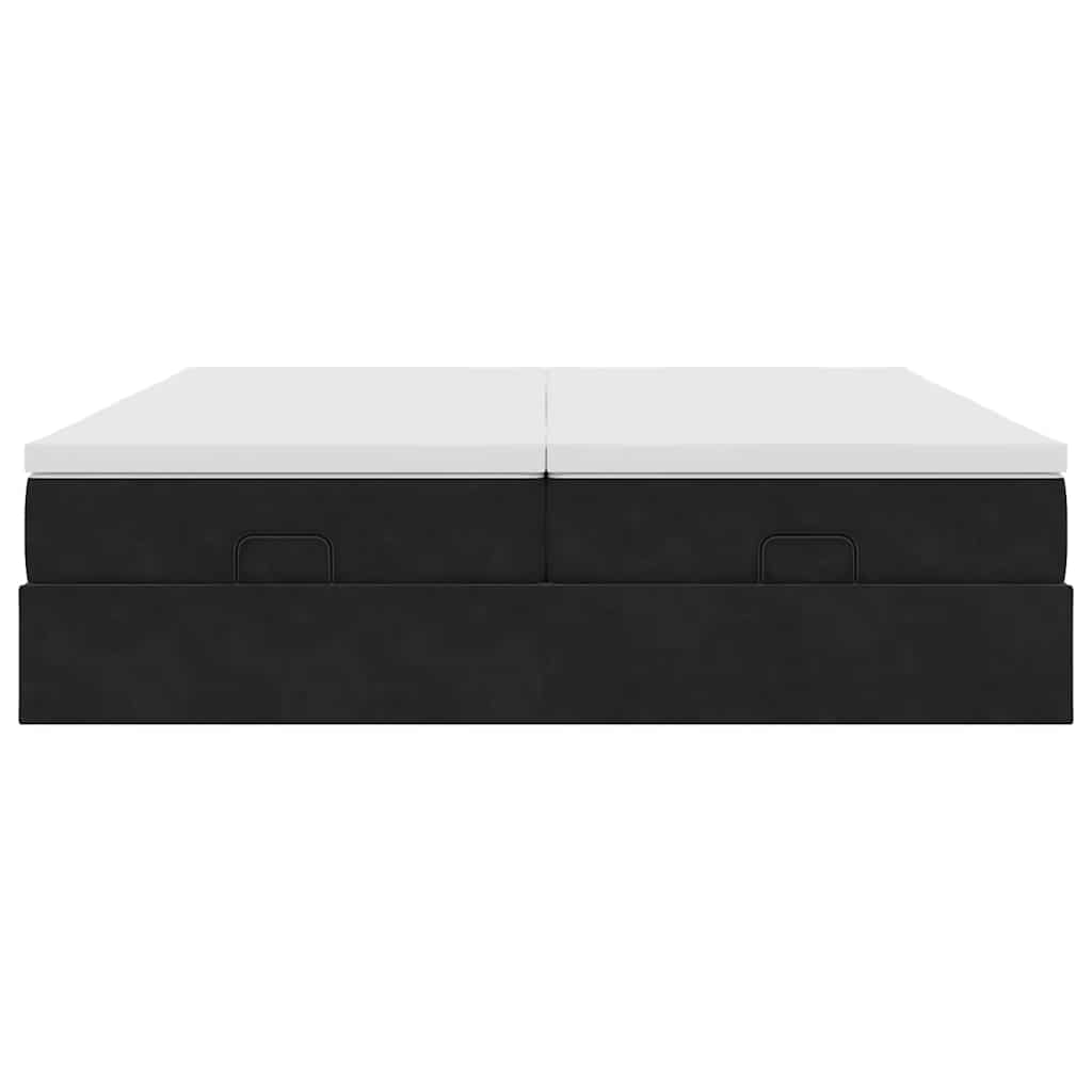 Ottoman bed met matrassen 200x200cm fluweel zwart is nu te koop bij PeponiXL, paradijselijk wonen!
