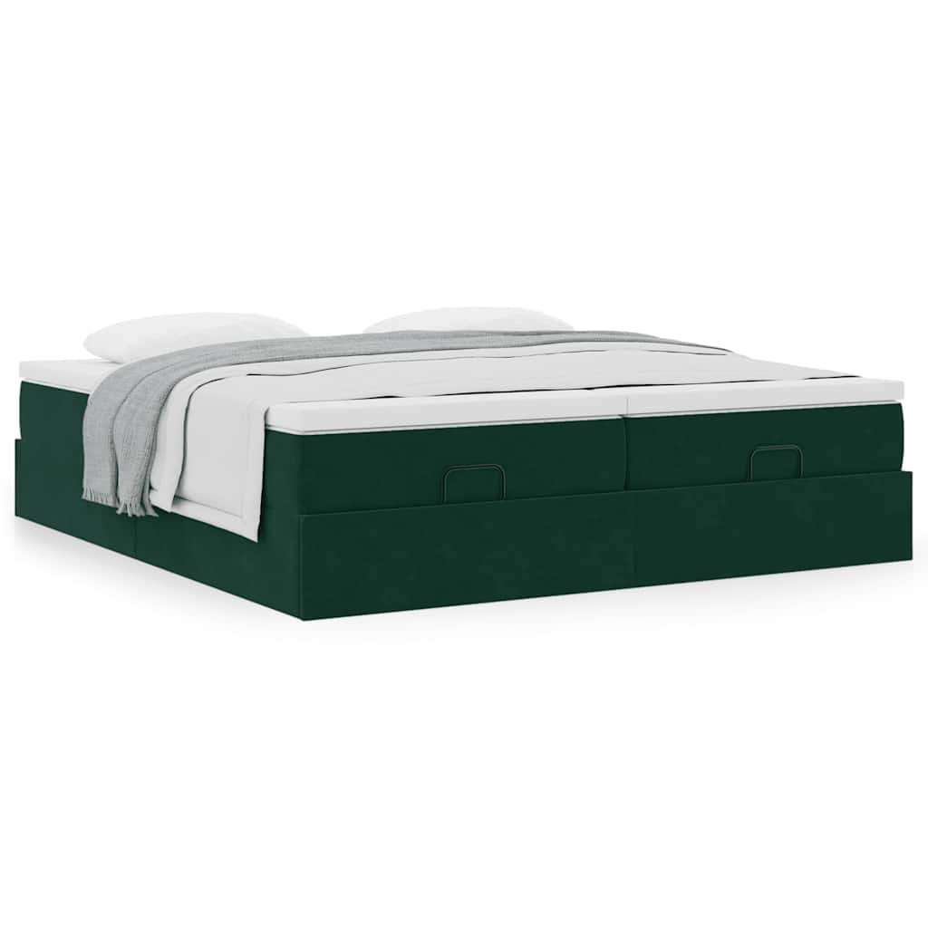 Ottoman bed met matrassen 200x200cm fluweel donkergroen is nu te koop bij PeponiXL, paradijselijk wonen!