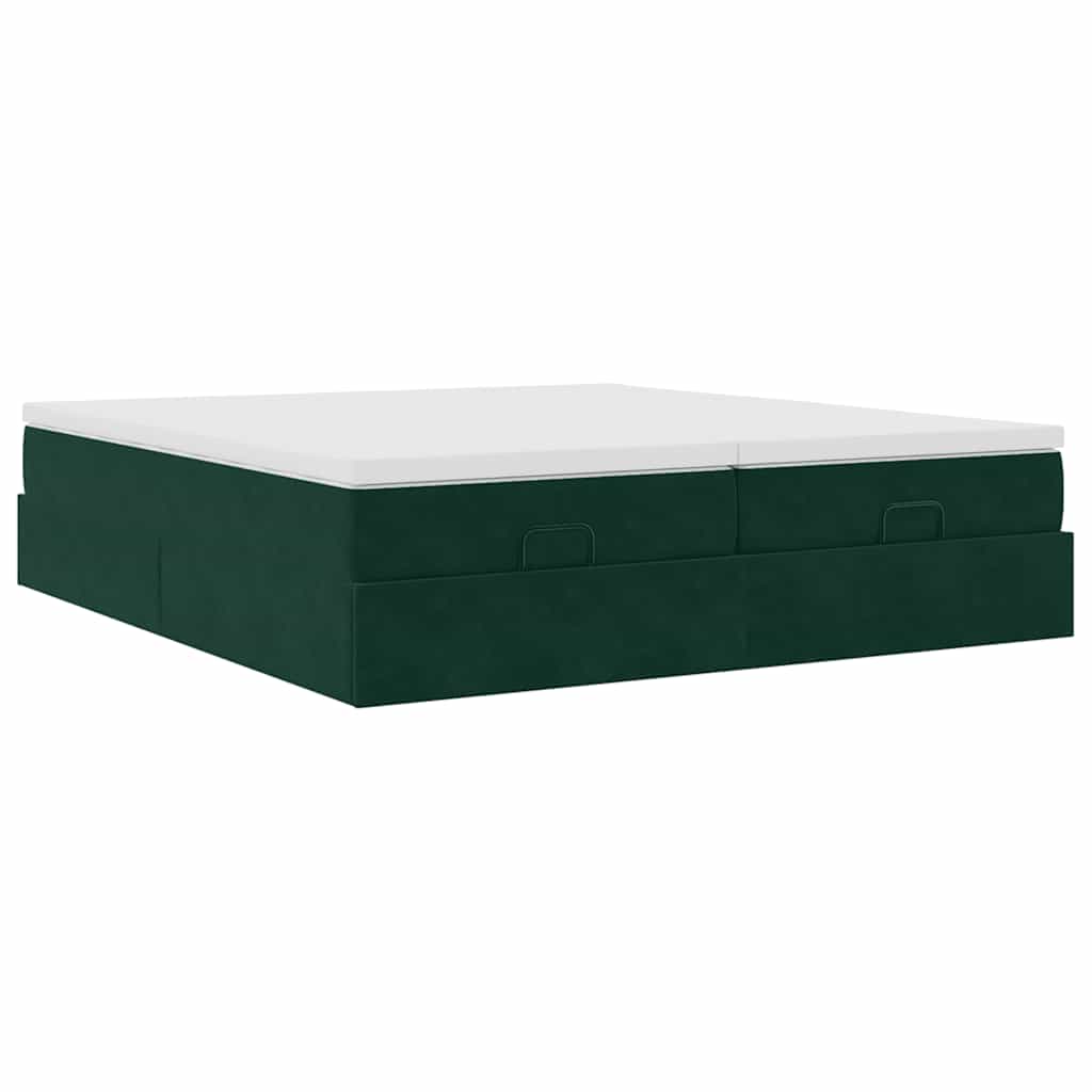 Ottoman bed met matrassen 200x200cm fluweel donkergroen is nu te koop bij PeponiXL, paradijselijk wonen!