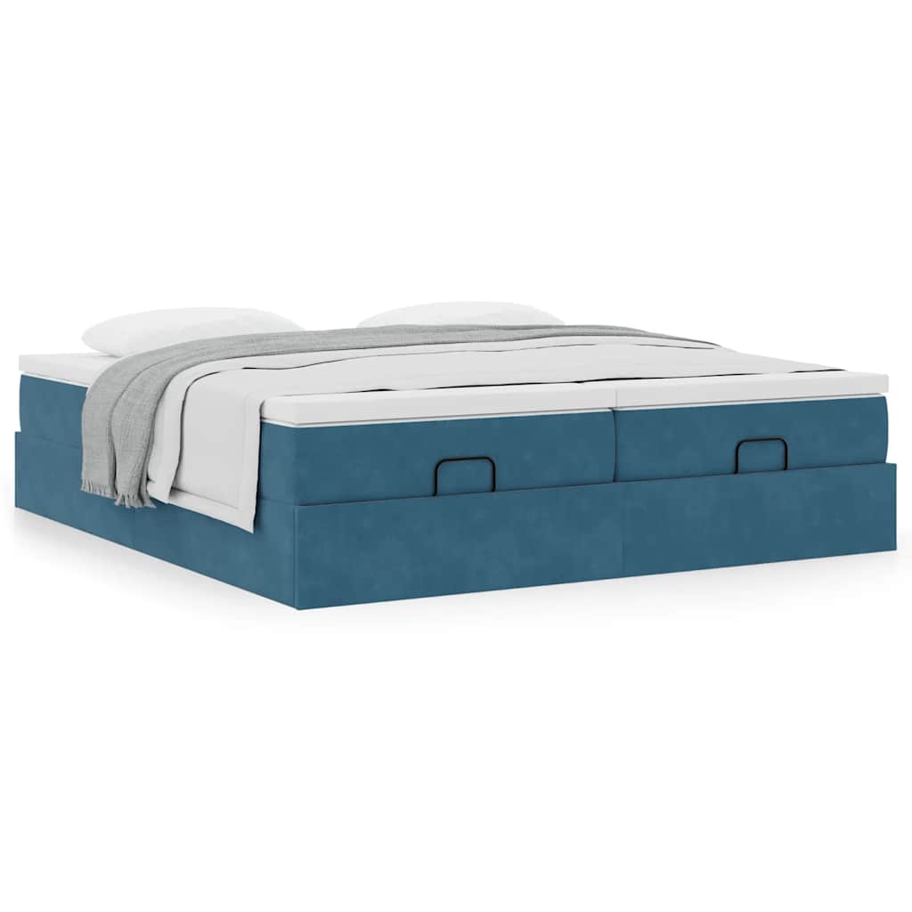 Ottoman bed met matrassen 200x200cm fluweel donkerblauw is nu te koop bij PeponiXL, paradijselijk wonen!