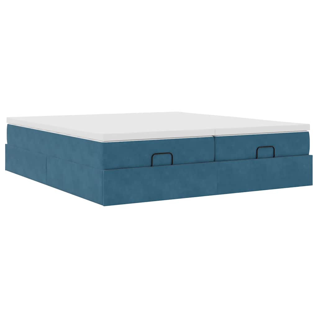 Ottoman bed met matrassen 200x200cm fluweel donkerblauw is nu te koop bij PeponiXL, paradijselijk wonen!
