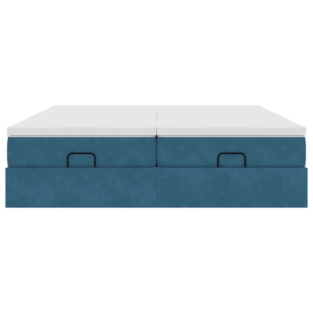 Ottoman bed met matrassen 200x200cm fluweel donkerblauw is nu te koop bij PeponiXL, paradijselijk wonen!