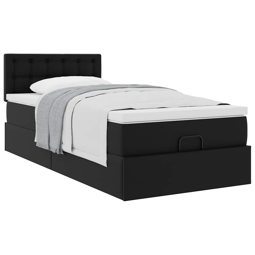 Ottomaanse bed met matras 80x200cm kunstleer zwart