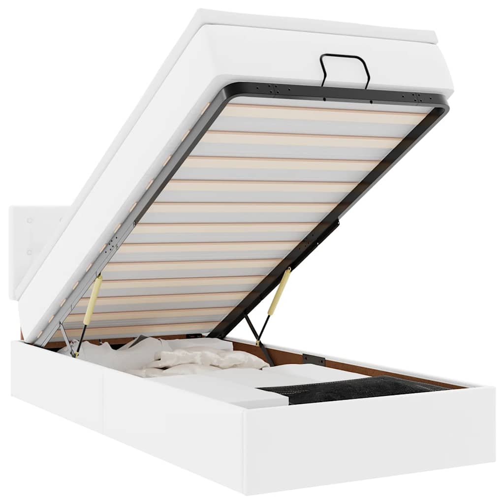 Ottomaanse bed met matras 80x200cm kunstleer wit is nu te koop bij PeponiXL, paradijselijk wonen!