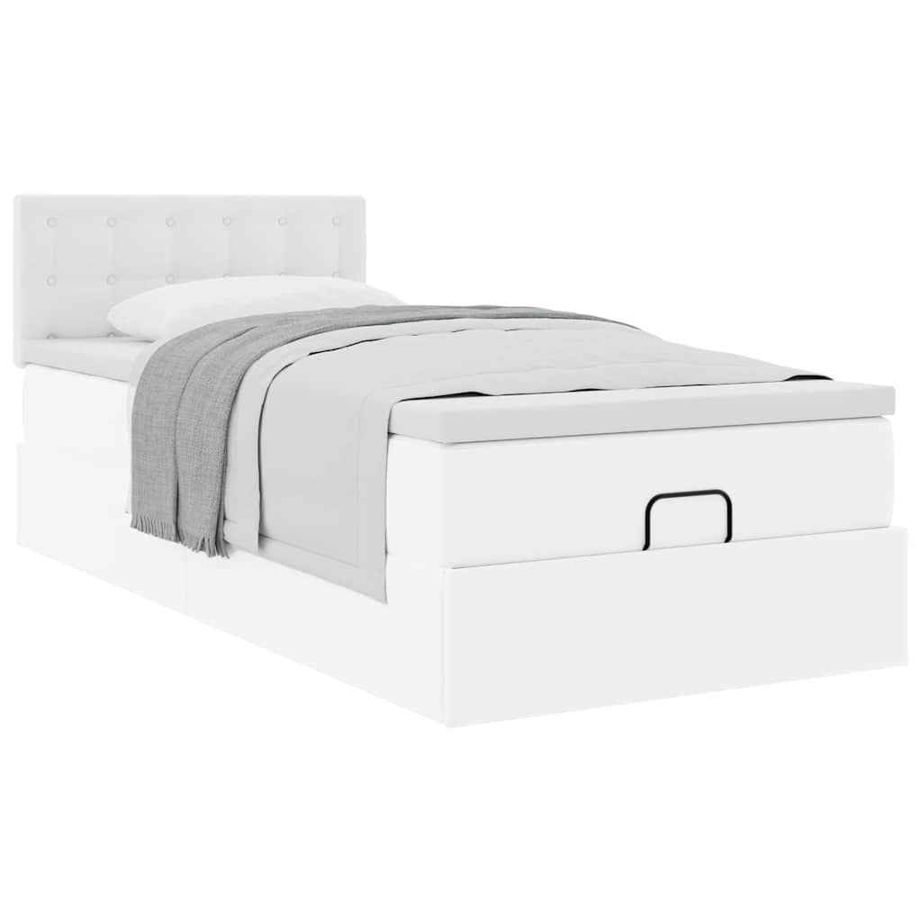 Ottomaanse bed met matras 90x190cm kunstleer wit is nu te koop bij PeponiXL, paradijselijk wonen!