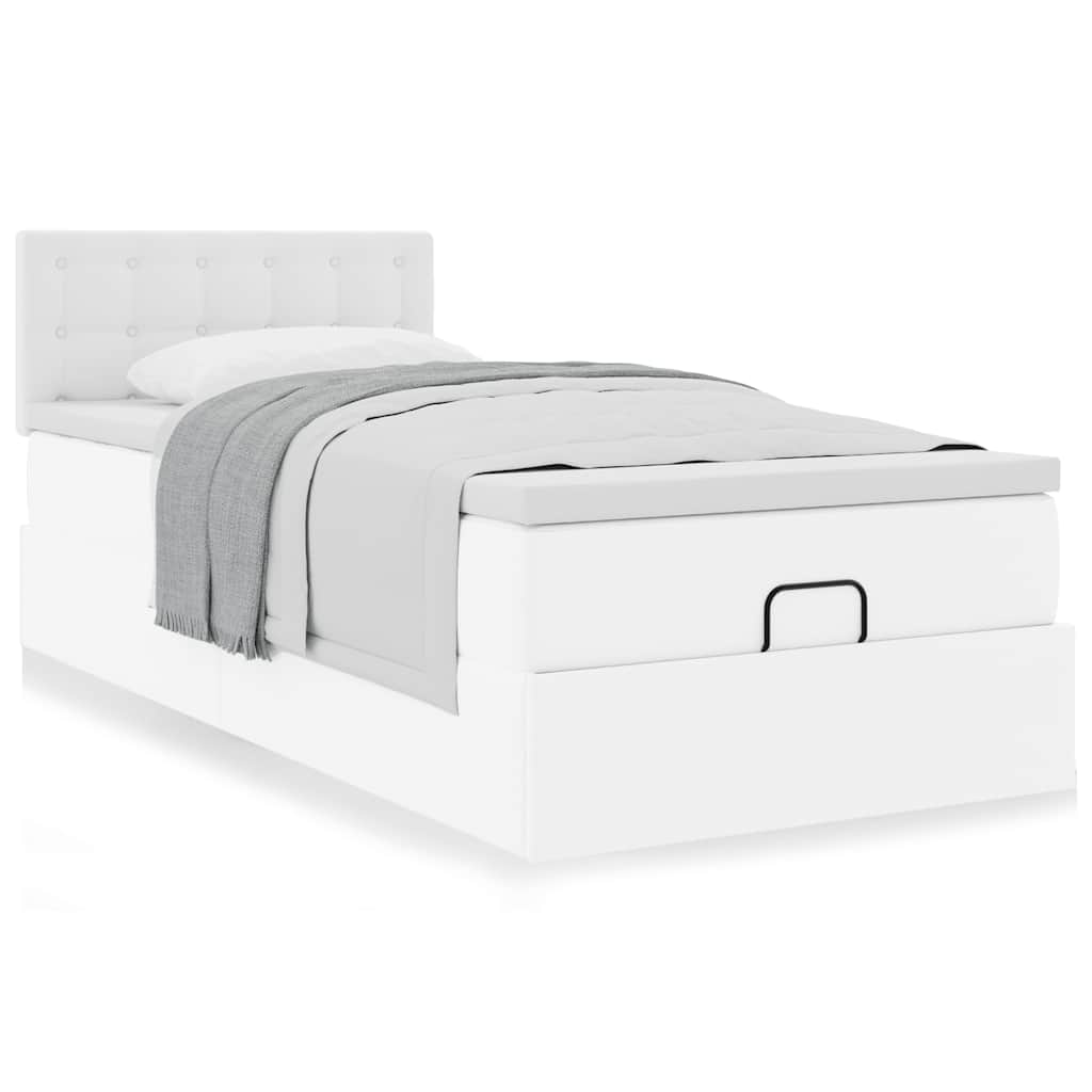 Ottomaanse bed met matras 90x200cm kunstleer wit is nu te koop bij PeponiXL, paradijselijk wonen!