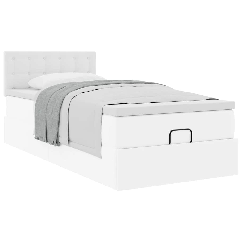 Ottomaanse bed met matras 90x200cm kunstleer wit is nu te koop bij PeponiXL, paradijselijk wonen!