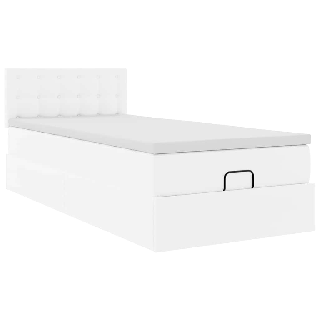 Ottomaanse bed met matras 90x200cm kunstleer wit is nu te koop bij PeponiXL, paradijselijk wonen!