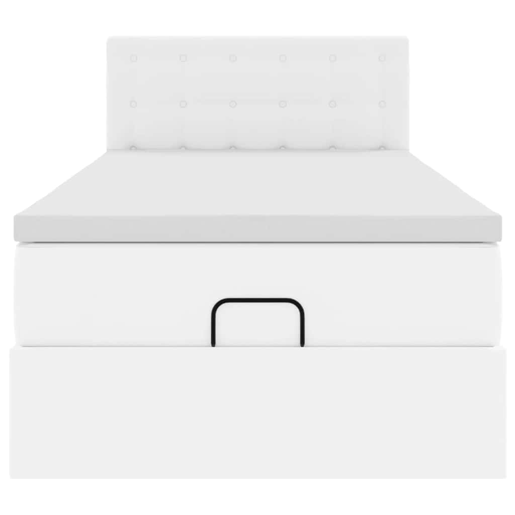 Ottomaanse bed met matras 90x200cm kunstleer wit is nu te koop bij PeponiXL, paradijselijk wonen!