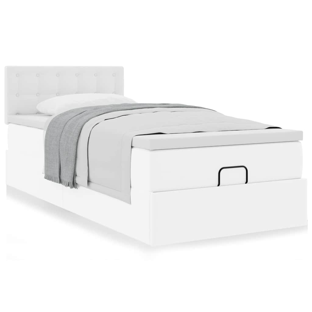 Ottomaanse bed met matras 100x200cm kunstleer wit is nu te koop bij PeponiXL, paradijselijk wonen!