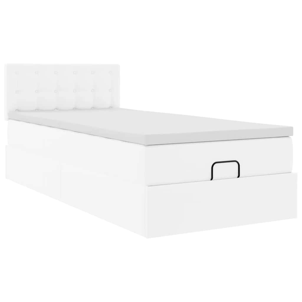 Ottomaanse bed met matras 100x200cm kunstleer wit is nu te koop bij PeponiXL, paradijselijk wonen!