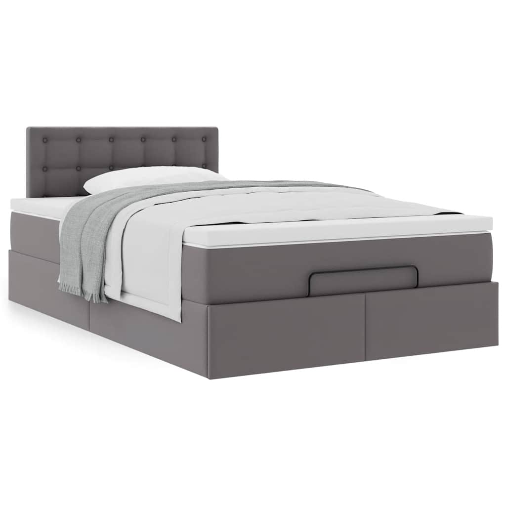 Ottoman bed met matras 120x190 cm kunstleer grijs is nu te koop bij PeponiXL, paradijselijk wonen!