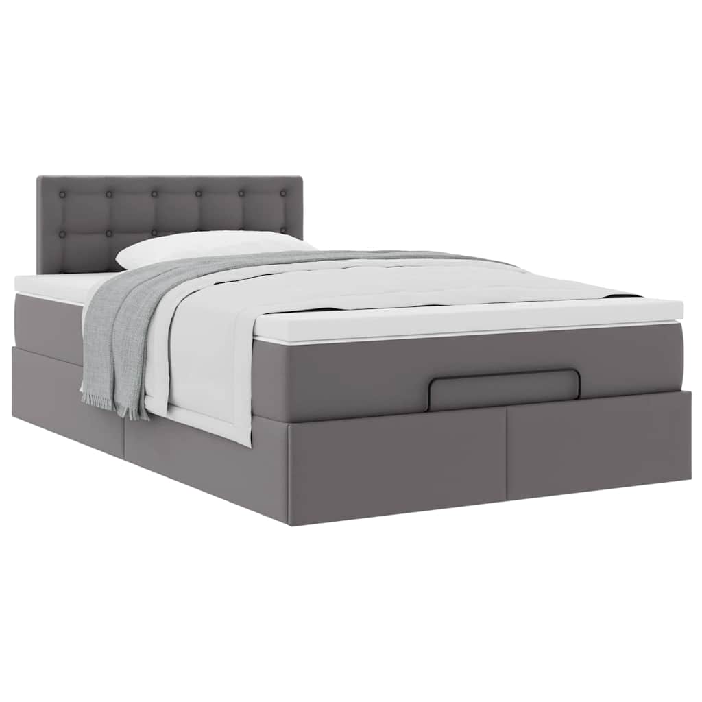 Ottoman bed met matras 120x190 cm kunstleer grijs is nu te koop bij PeponiXL, paradijselijk wonen!