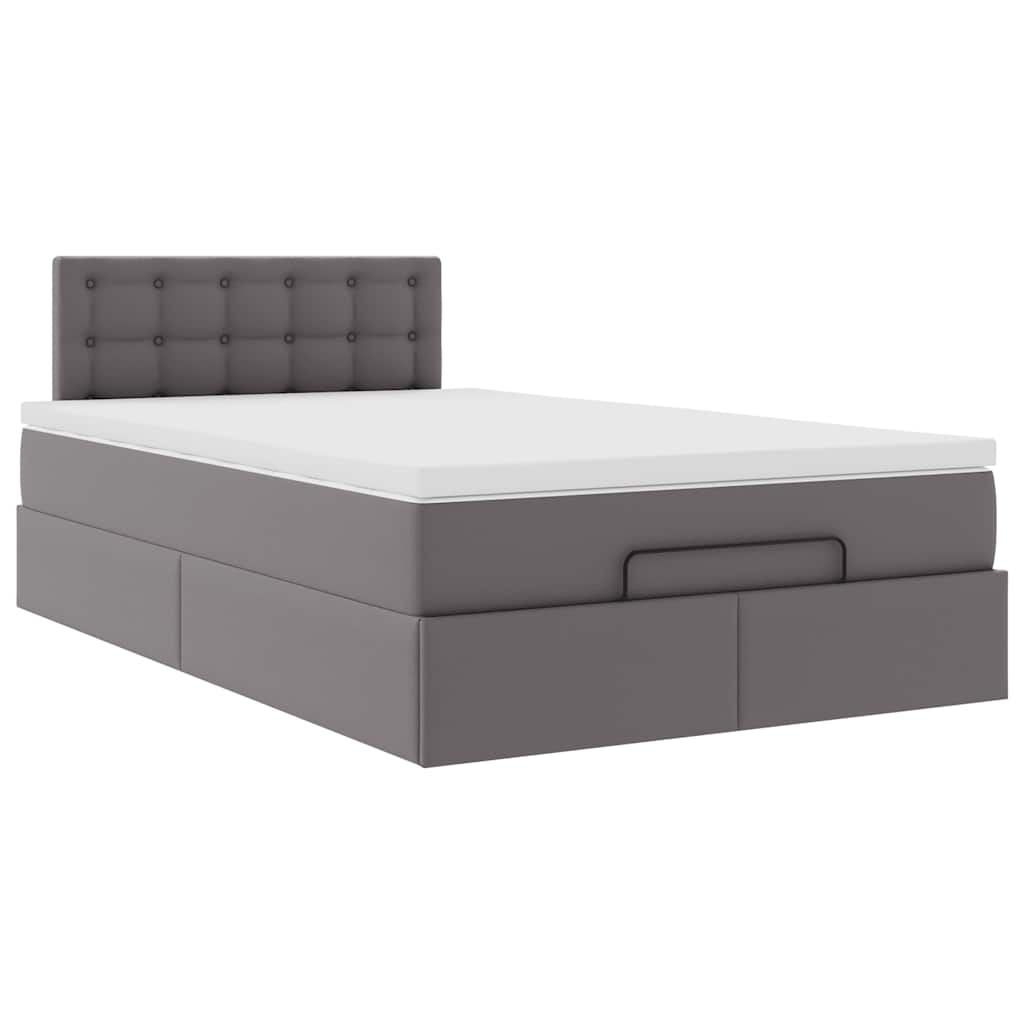 Ottoman bed met matras 120x190 cm kunstleer grijs is nu te koop bij PeponiXL, paradijselijk wonen!