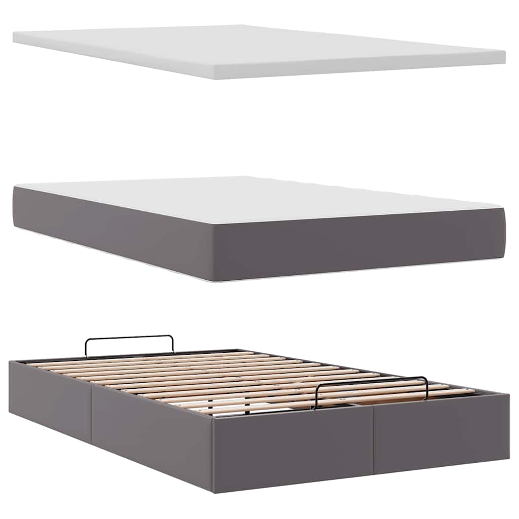 Ottoman bed met matras 120x190 cm kunstleer grijs is nu te koop bij PeponiXL, paradijselijk wonen!