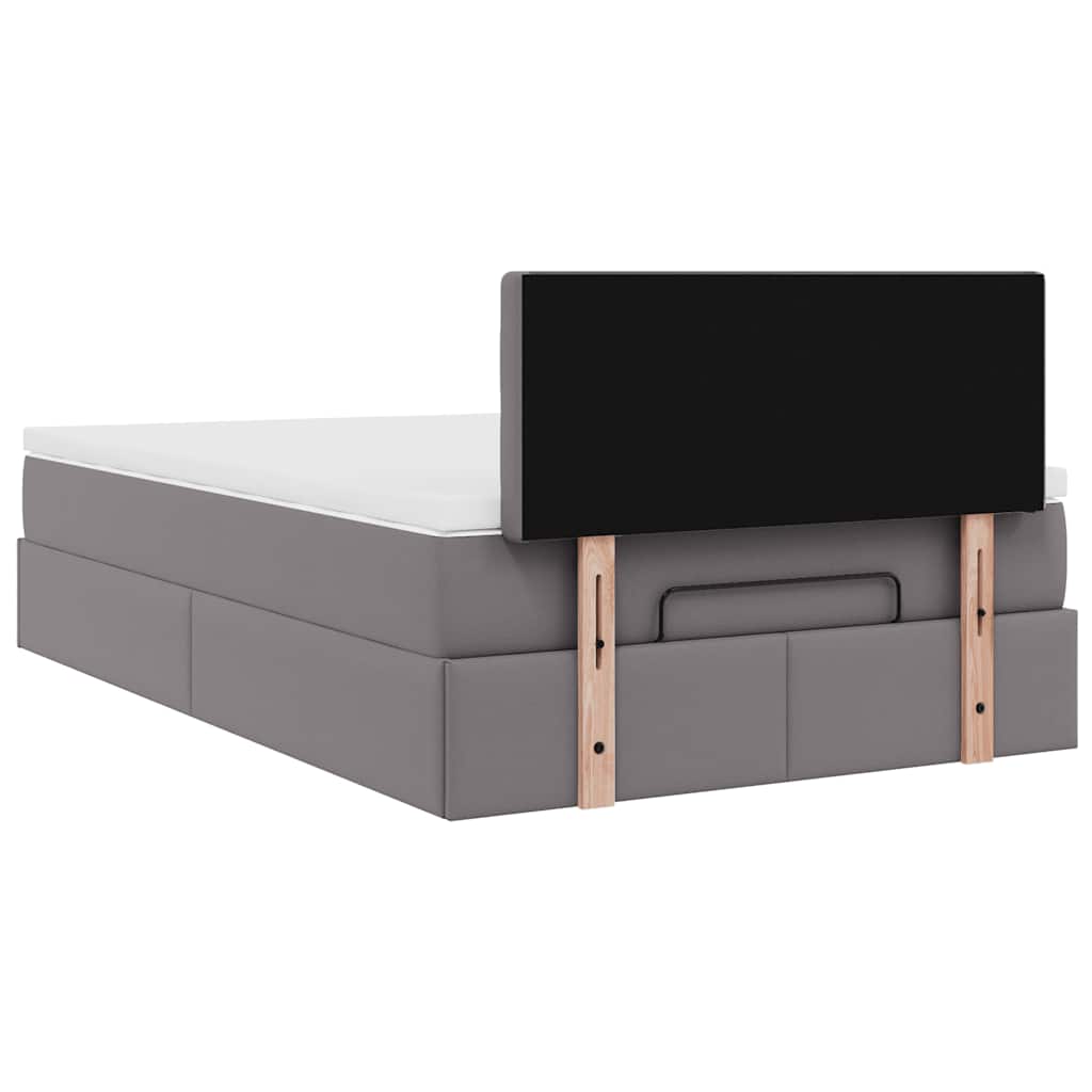 Ottoman bed met matras 120x190 cm kunstleer grijs is nu te koop bij PeponiXL, paradijselijk wonen!
