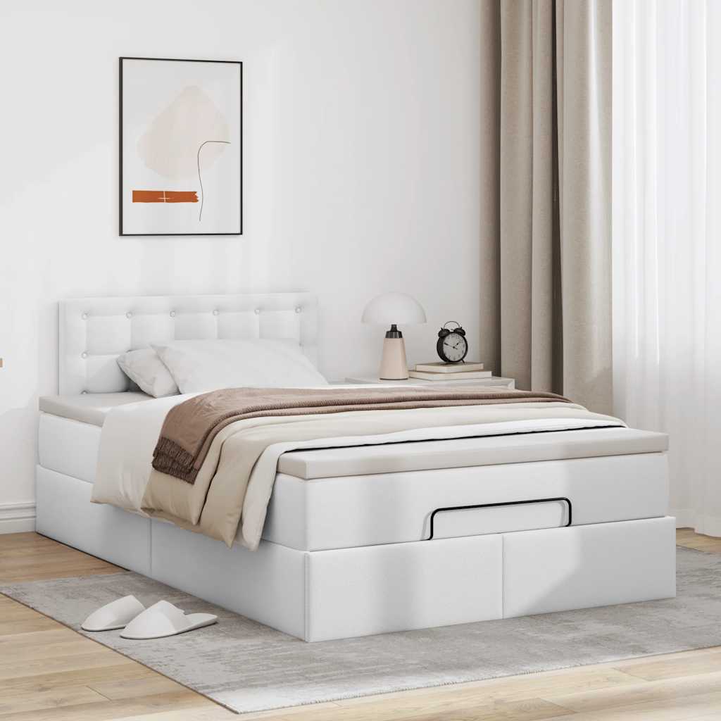 Ottoman bed met matras 120x200cm kunstleer wit is nu te koop bij PeponiXL, paradijselijk wonen!