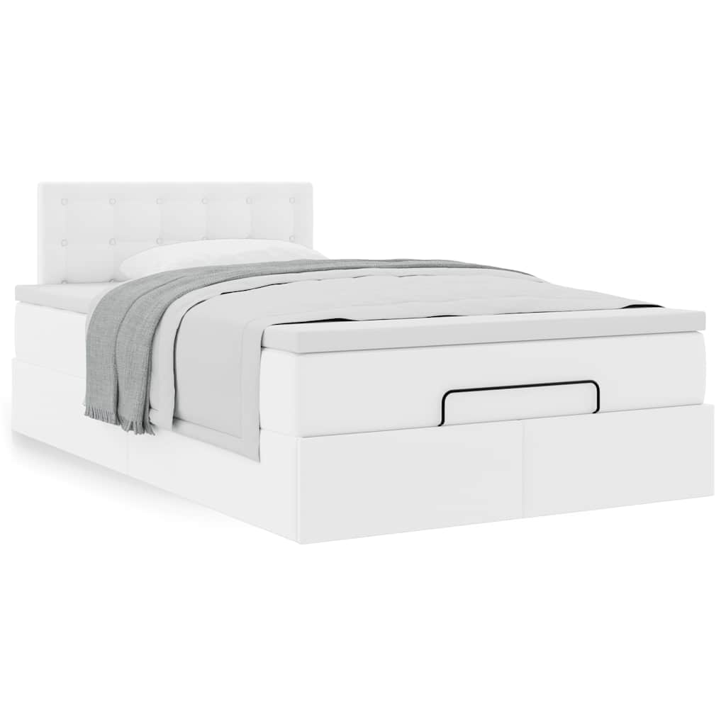 Ottoman bed met matras 120x200cm kunstleer wit is nu te koop bij PeponiXL, paradijselijk wonen!