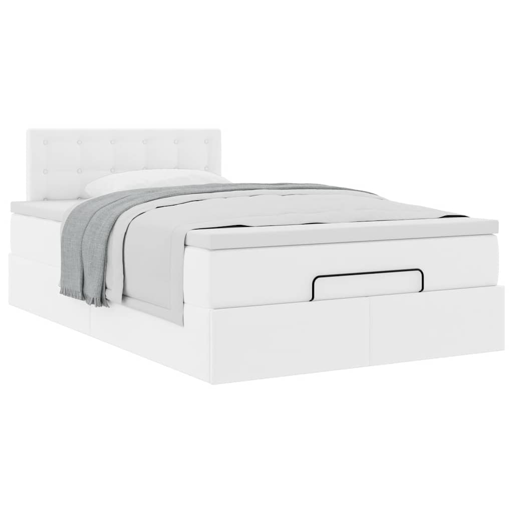 Ottoman bed met matras 120x200cm kunstleer wit is nu te koop bij PeponiXL, paradijselijk wonen!