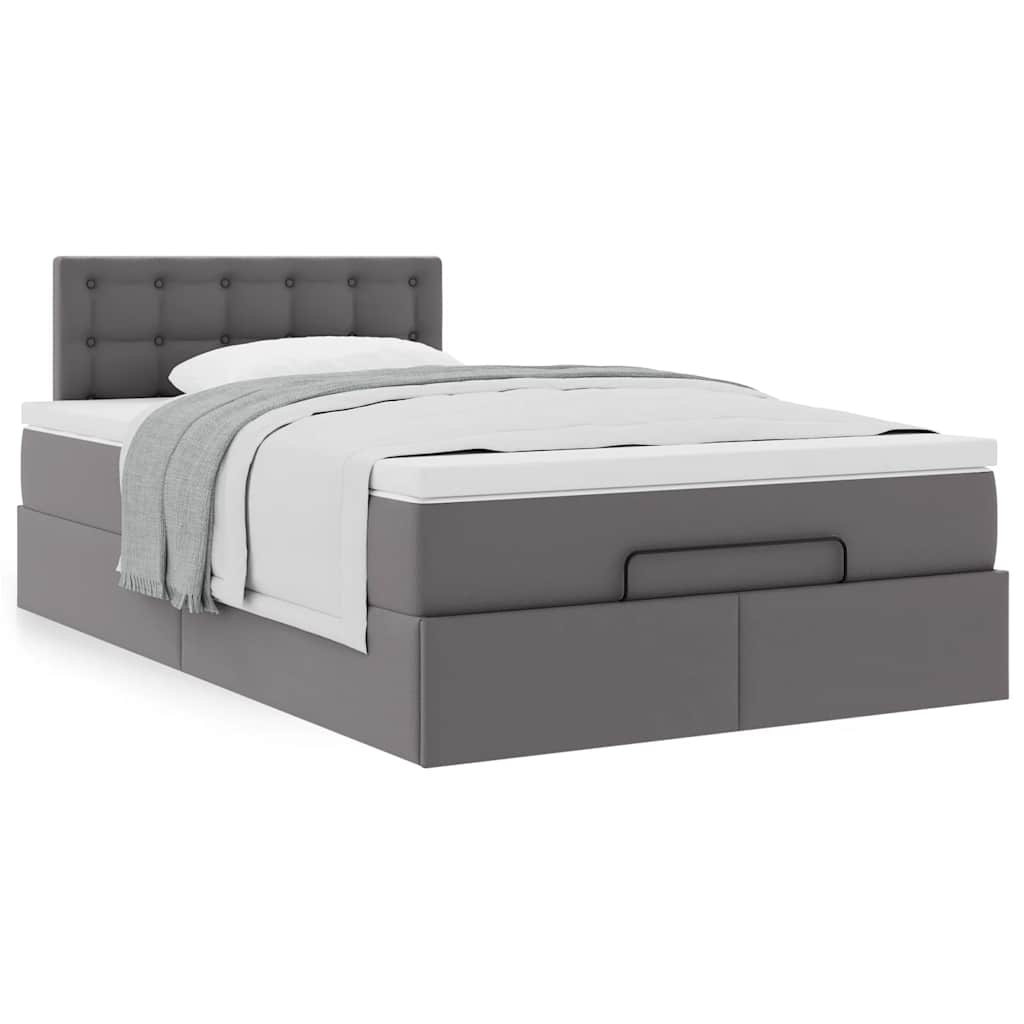 Ottoman bed met matras 120x200cm kunstleer grijs is nu te koop bij PeponiXL, paradijselijk wonen!