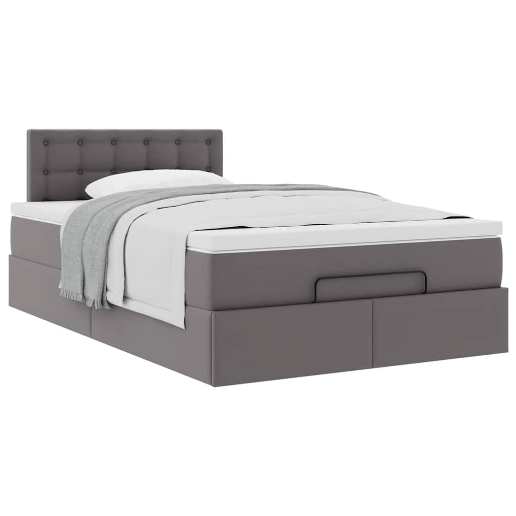 Ottoman bed met matras 120x200cm kunstleer grijs is nu te koop bij PeponiXL, paradijselijk wonen!