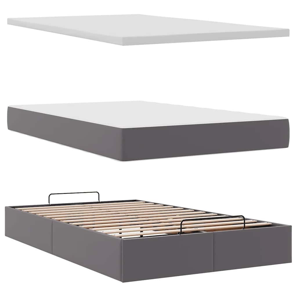 Ottoman bed met matras 120x200cm kunstleer grijs is nu te koop bij PeponiXL, paradijselijk wonen!