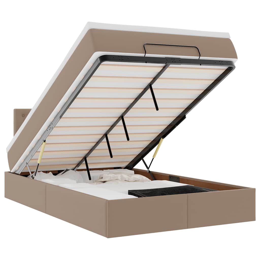 Ottoman bed met matras 120x200cm kunstleer cappuccinokleurig is nu te koop bij PeponiXL, paradijselijk wonen!