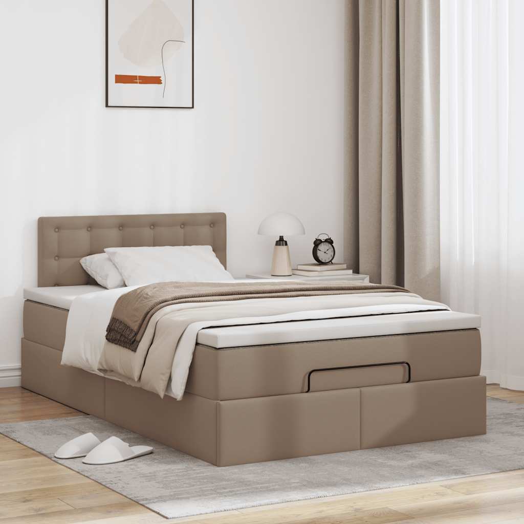 Ottoman bed met matras 120x200cm kunstleer cappuccinokleurig is nu te koop bij PeponiXL, paradijselijk wonen!
