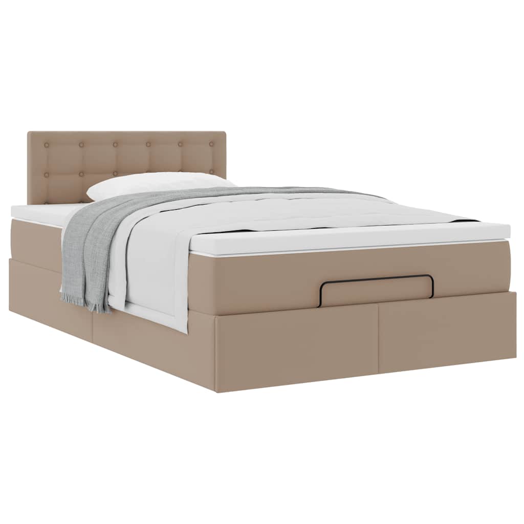 Ottoman bed met matras 120x200cm kunstleer cappuccinokleurig is nu te koop bij PeponiXL, paradijselijk wonen!