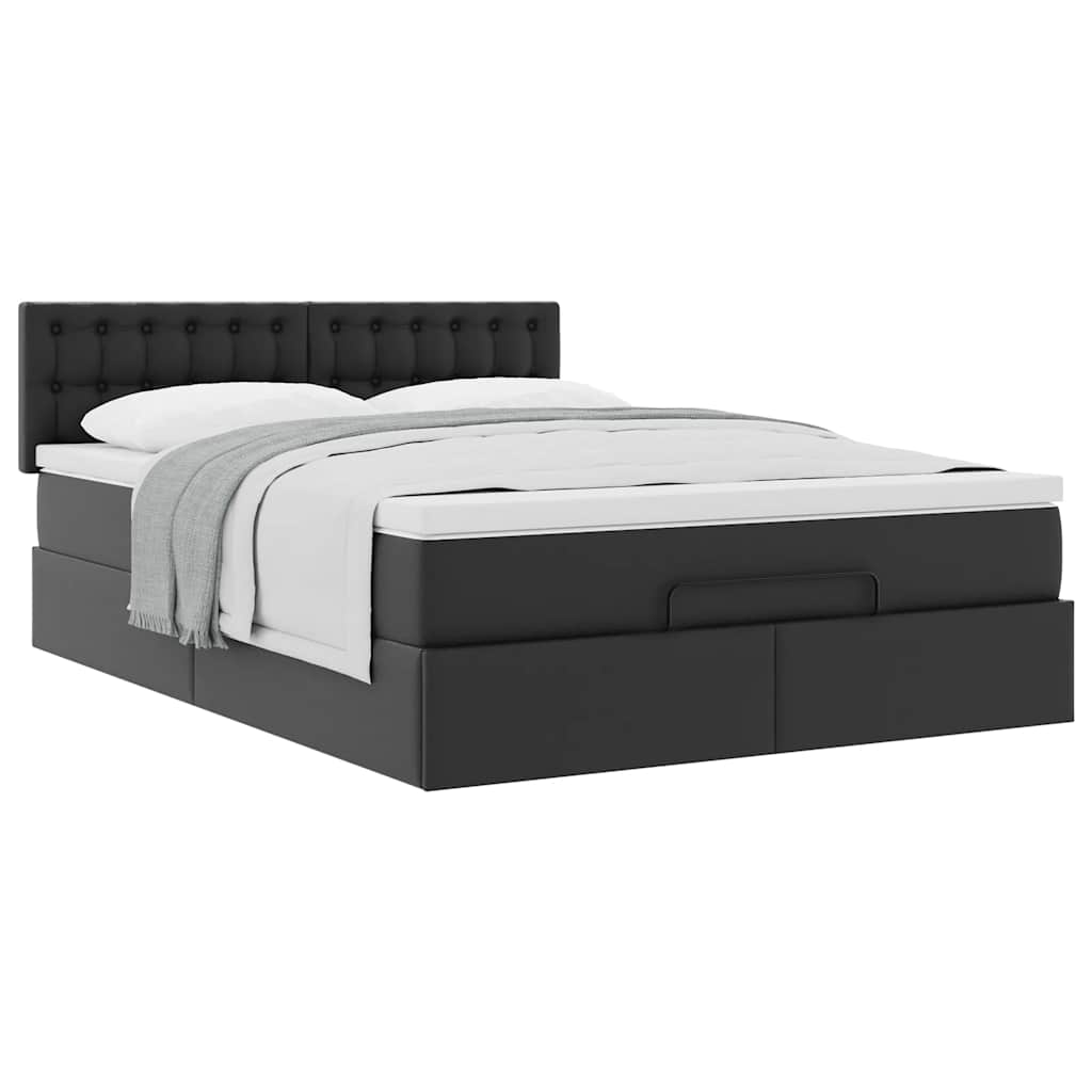 Ottoman bed met matras 140x200cm kunstleer zwart is nu te koop bij PeponiXL, paradijselijk wonen!