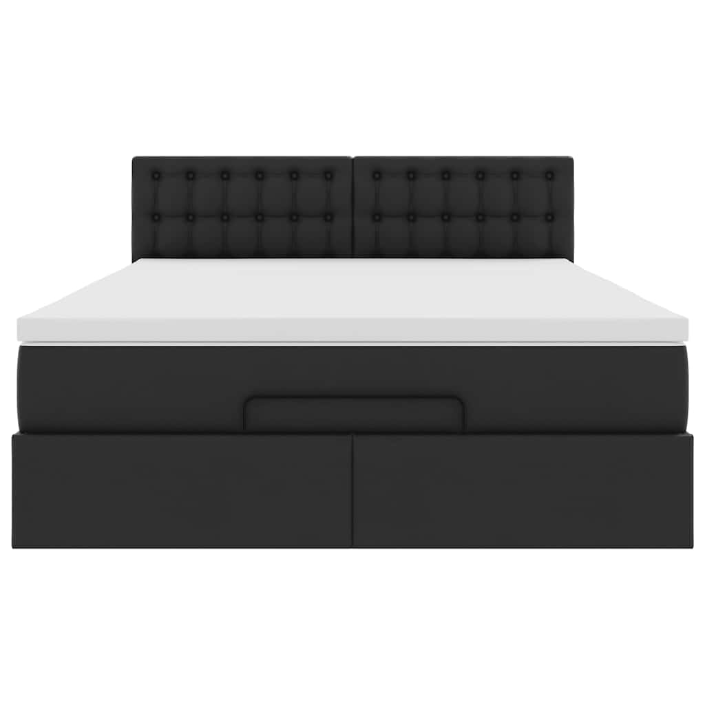 Ottoman bed met matras 140x200cm kunstleer zwart is nu te koop bij PeponiXL, paradijselijk wonen!