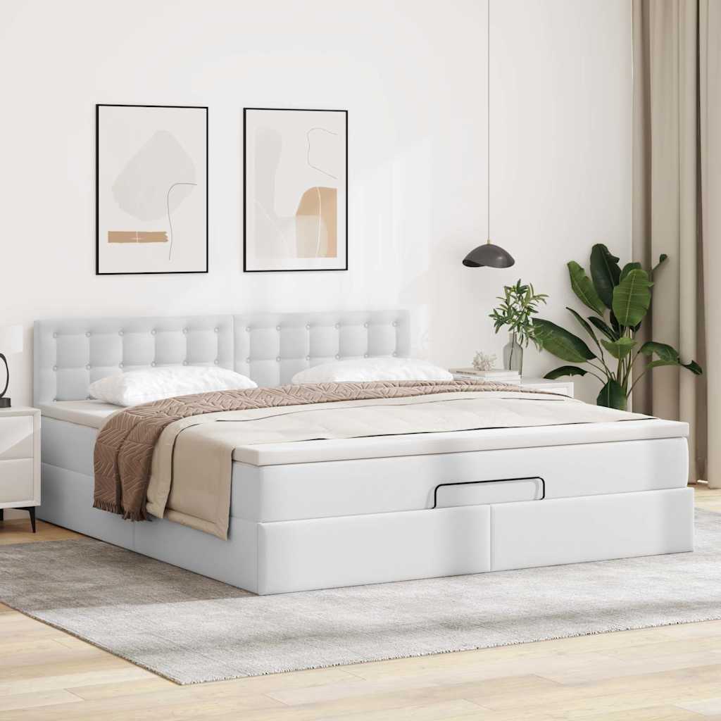 Ottoman bed met matras 160x200cm kunstleer wit is nu te koop bij PeponiXL, paradijselijk wonen!