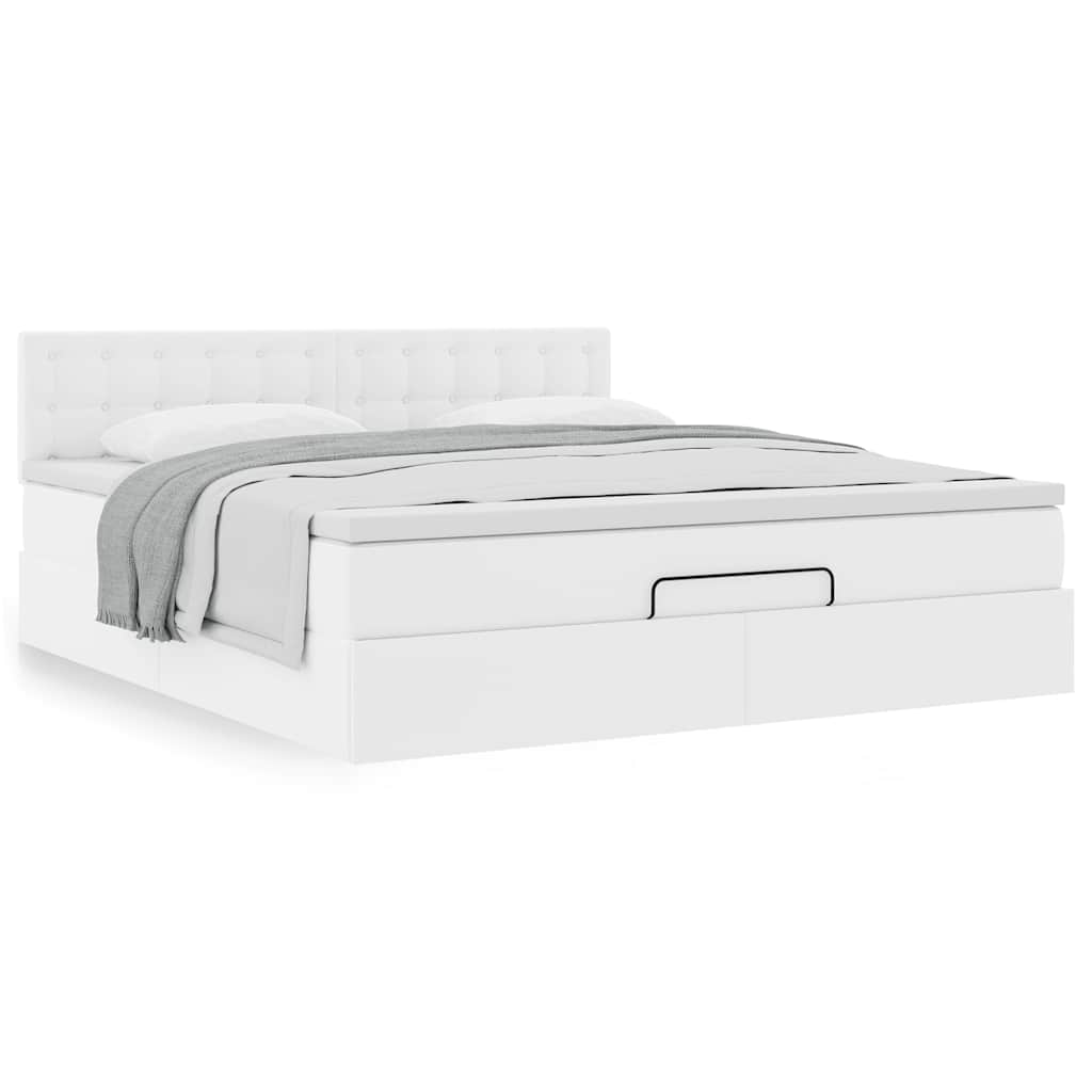 Ottoman bed met matras 160x200cm kunstleer wit is nu te koop bij PeponiXL, paradijselijk wonen!
