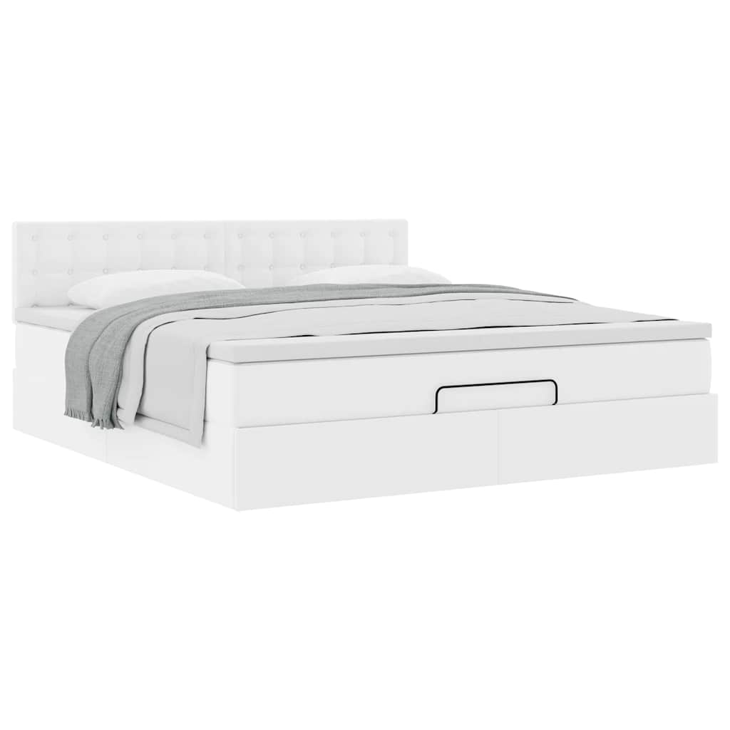 Ottoman bed met matras 160x200cm kunstleer wit is nu te koop bij PeponiXL, paradijselijk wonen!
