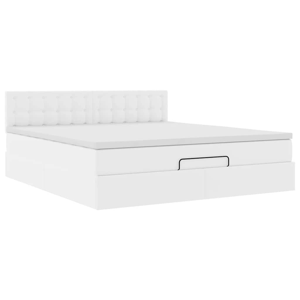 Ottoman bed met matras 160x200cm kunstleer wit is nu te koop bij PeponiXL, paradijselijk wonen!