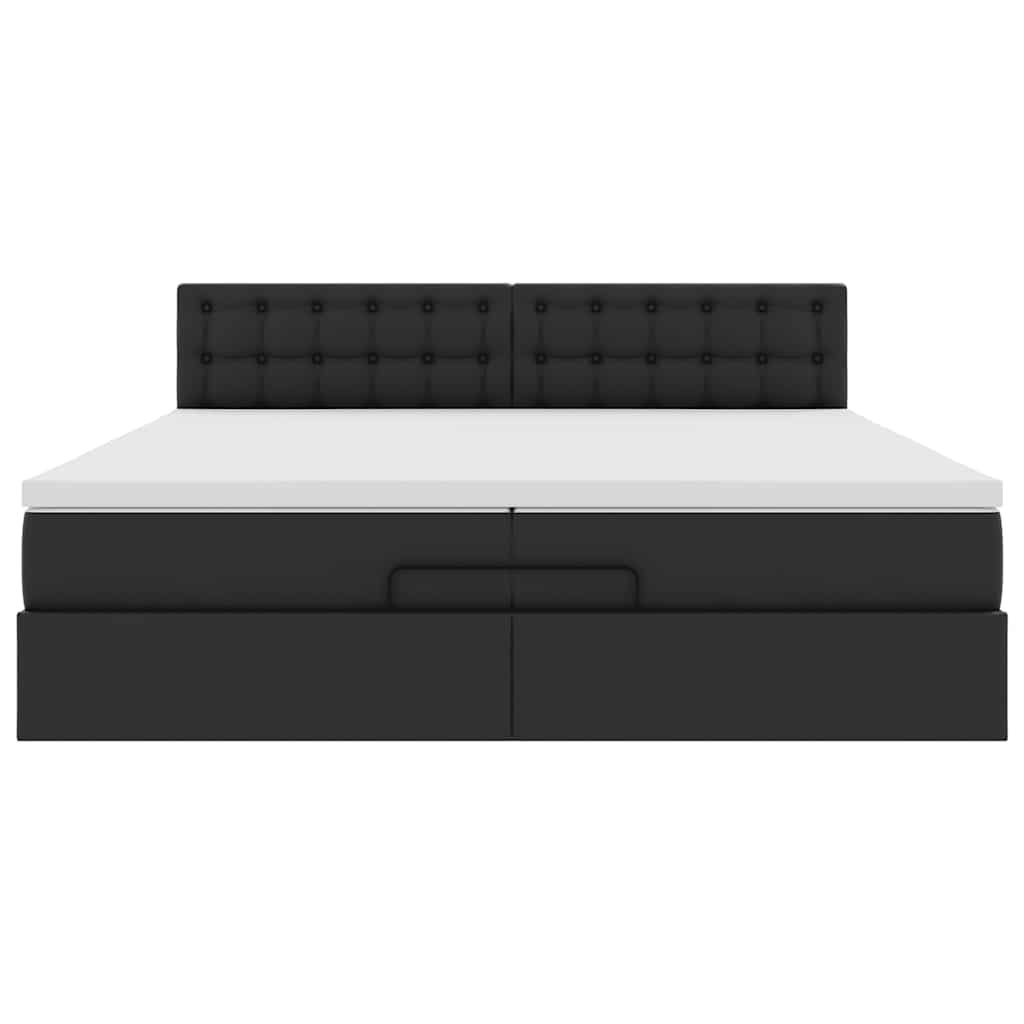 Ottoman bed met matrassen 200x200cm kunstleer zwart is nu te koop bij PeponiXL, paradijselijk wonen!