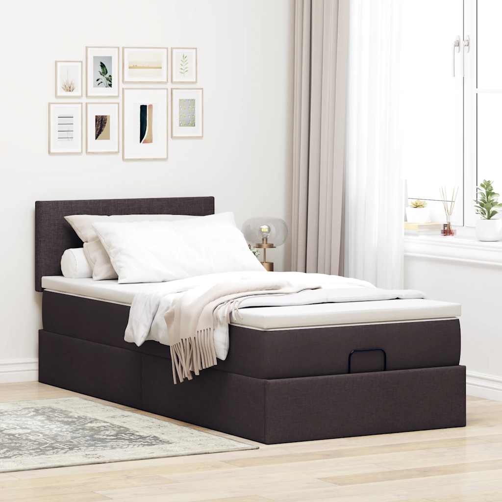 Ottoman bed met matras 80x200cm stof donkerbruin is nu te koop bij PeponiXL, paradijselijk wonen!