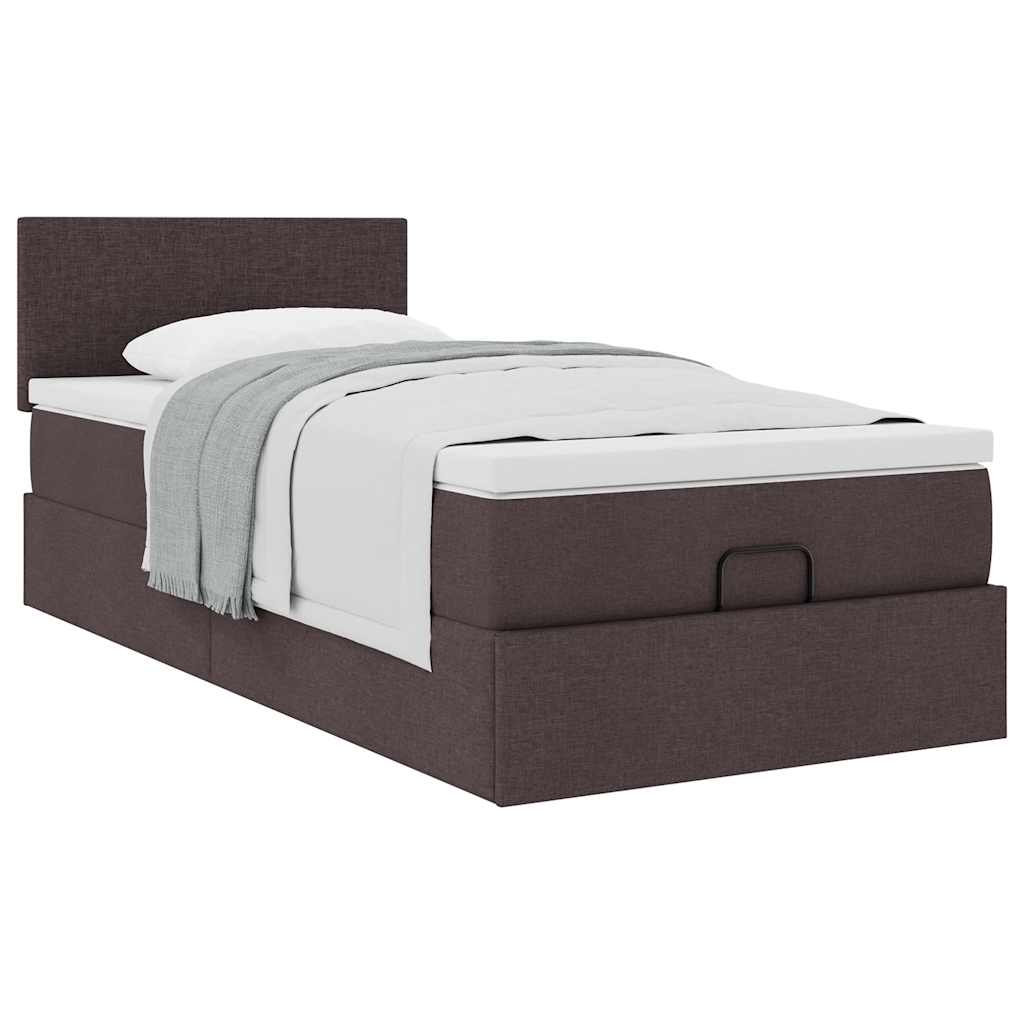 Ottoman bed met matras 80x200cm stof donkerbruin is nu te koop bij PeponiXL, paradijselijk wonen!
