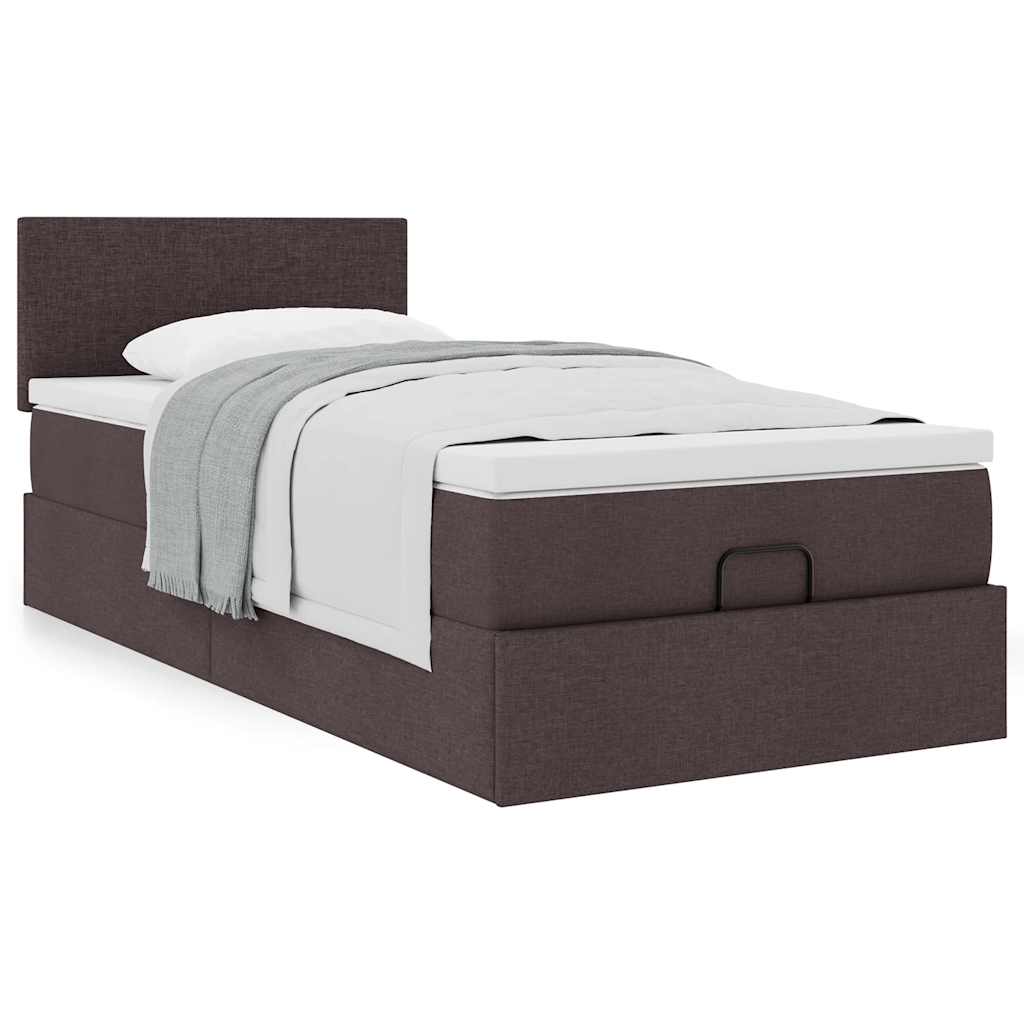 Ottoman bed met matras 80x200cm stof donkerbruin is nu te koop bij PeponiXL, paradijselijk wonen!