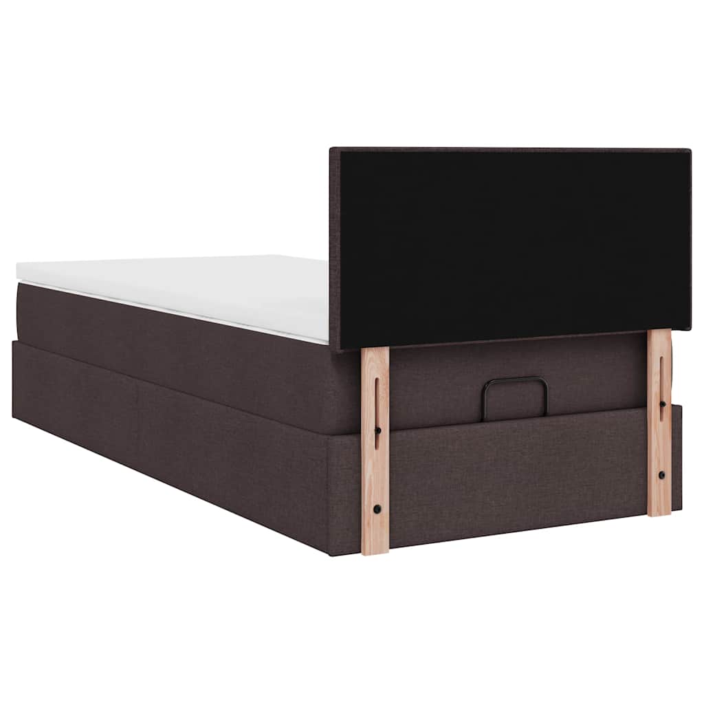 Ottoman bed met matras 80x200cm stof donkerbruin is nu te koop bij PeponiXL, paradijselijk wonen!
