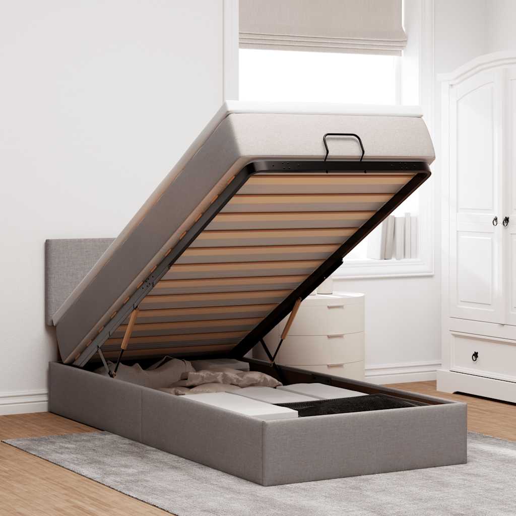 Ottoman bed met matras 80x200cm stof taupe is nu te koop bij PeponiXL, paradijselijk wonen!