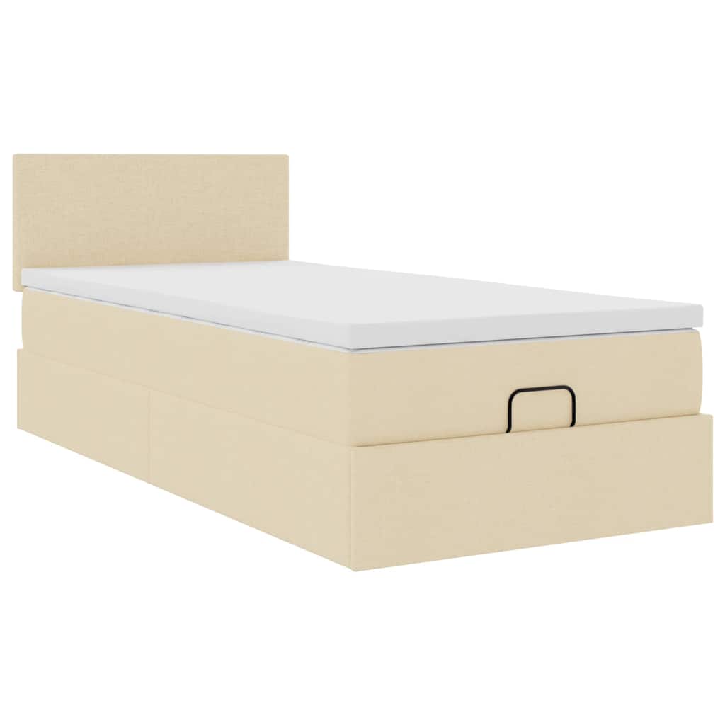 Ottoman bed met matras 80x200cm stof crèmekleurig is nu te koop bij PeponiXL, paradijselijk wonen!